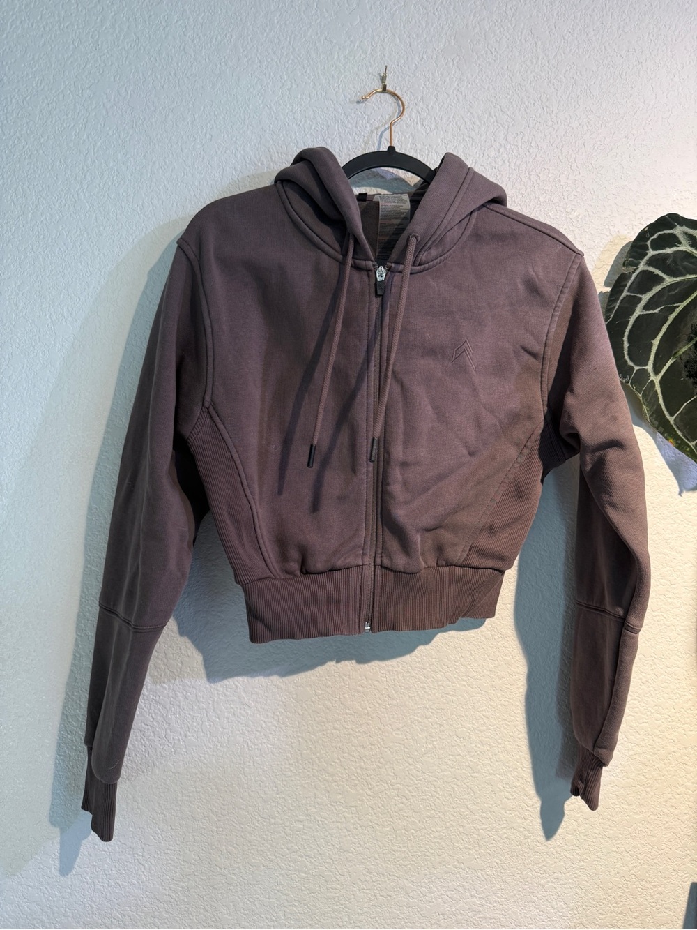 Cropped Zip Hoodie in chocolate brown